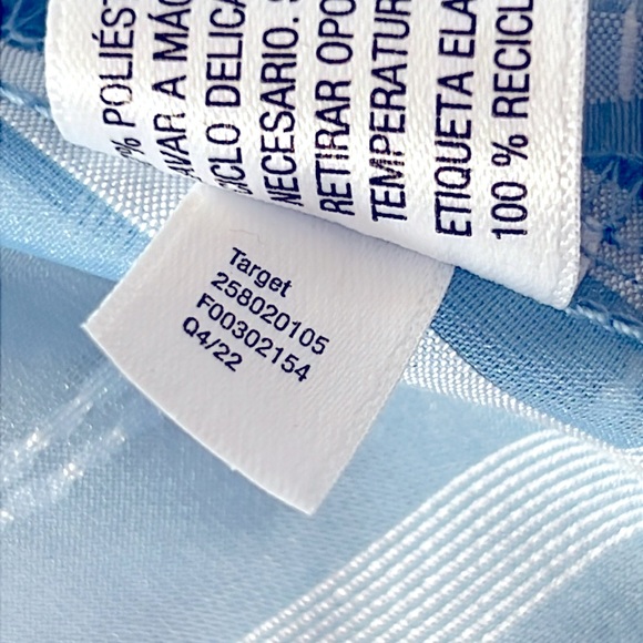 FUTURE COLLECTIVE Plaid Gingham SemiSheer Wrap Top Puff Sleeve L Waist Ties Blue - Picture 14 of 17